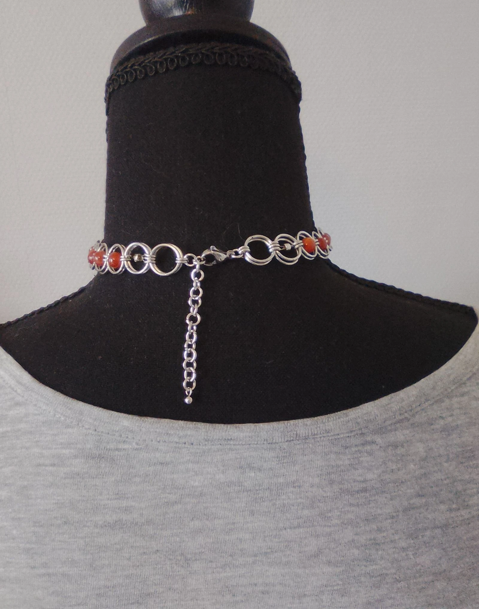 Unisex Japanese chainmail and natural stone choker necklace – photo 3